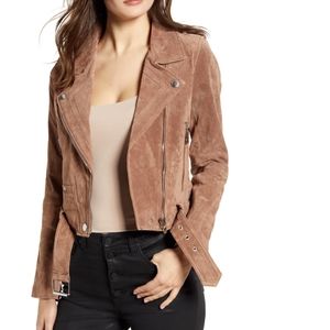 BlankNYC Suede Moto Jacket in Coffee Bean
